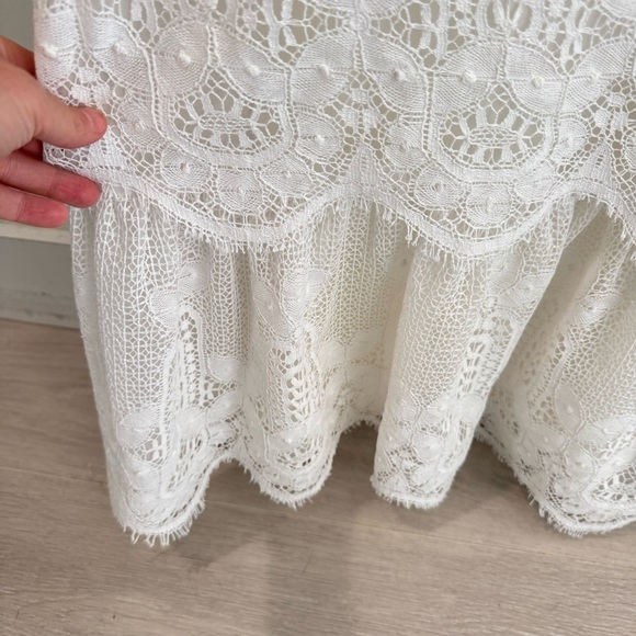 Vintage Bohemian Handmade Crochet Lace Puff Sleeve Wedding Dress XS - Picture 5 of 10